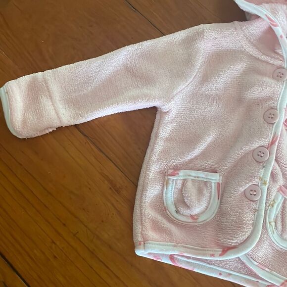 NWOT 0-3 mo C.J.P. pink SUPER SOFT fleece long sleeve button down jacket coat - Picture 5 of 14